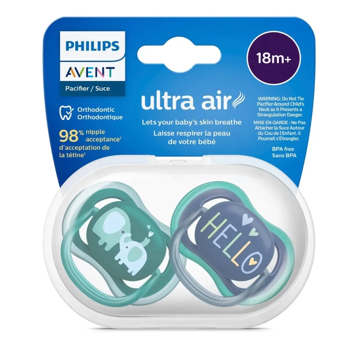 AVENT - Chupones Avent Ultra Aereados +18m + Estuche Pack 2 Uni Niño