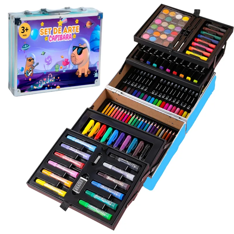 GENERICO - Set de Arte Maleta de Aluminio capibara 6 niveles