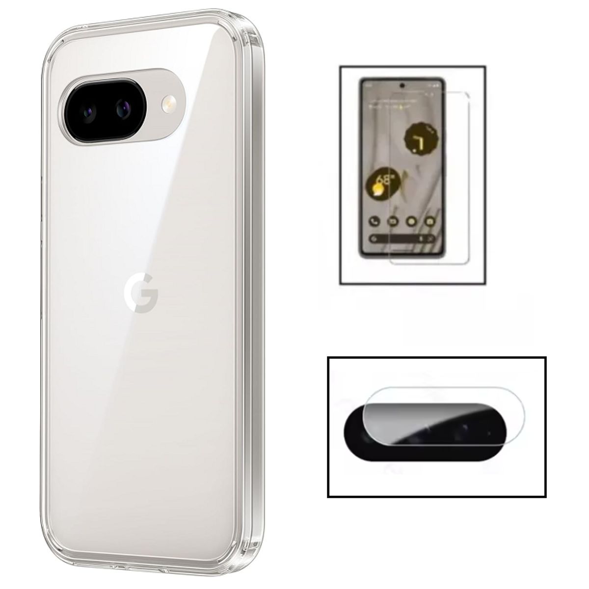 GENERICO - Combo Case Funda Y Mica Pantalla Y Camara Para Pixel 9a 2025