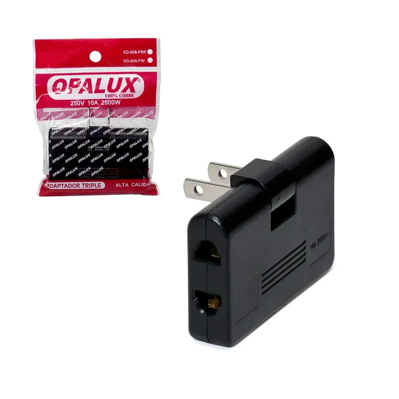 OPALUX - Adaptador Enchufe Triple Giratorio XD-608-FBK OPALUX