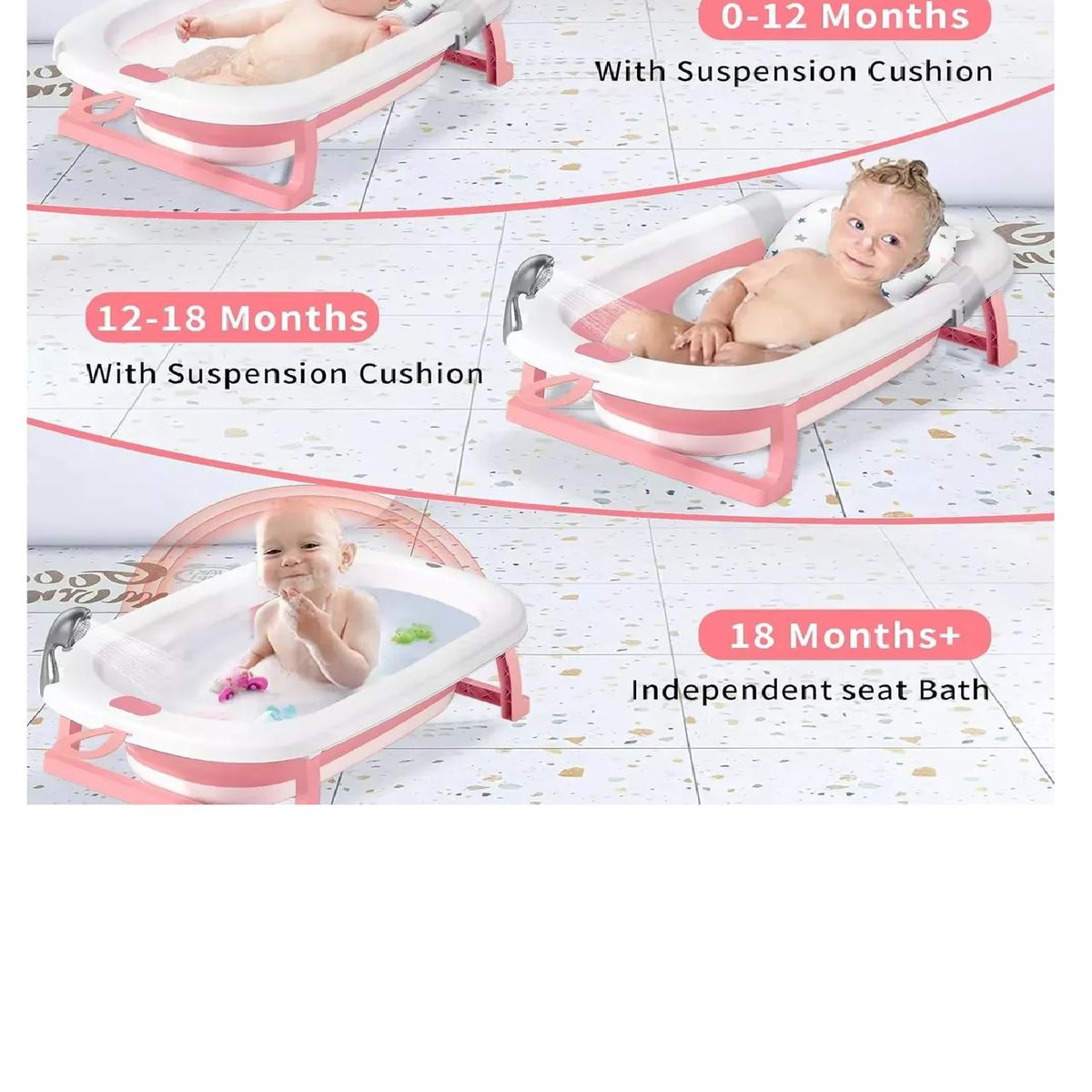 GENERICO - Tina bañera plegable con temperatura mas cojín para Bebe