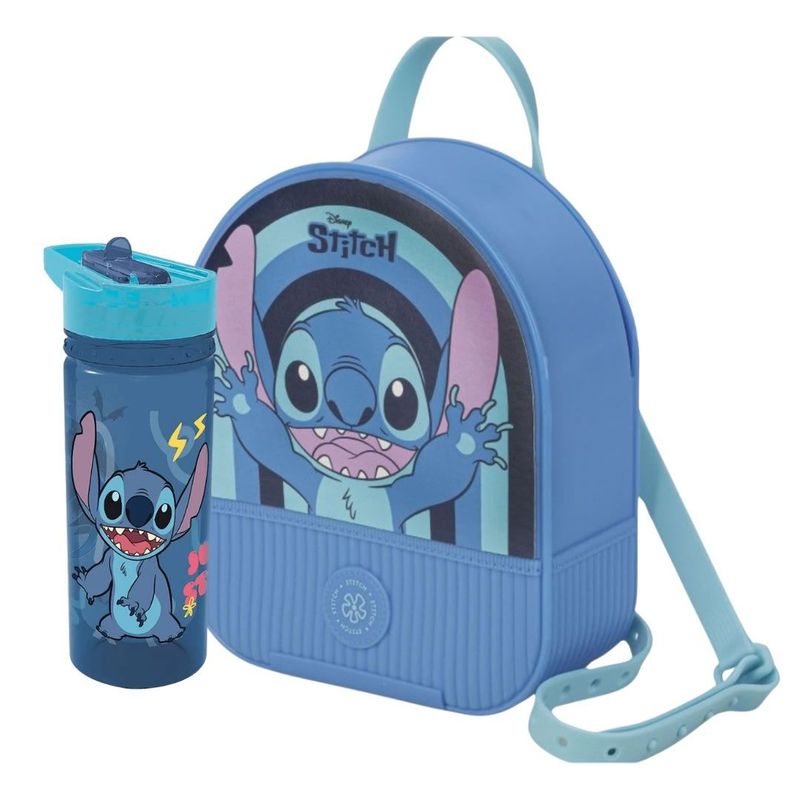 DISNEY - Pack Tipo Palomera +Tomatodo Botella Stitch 580 ml Cañita