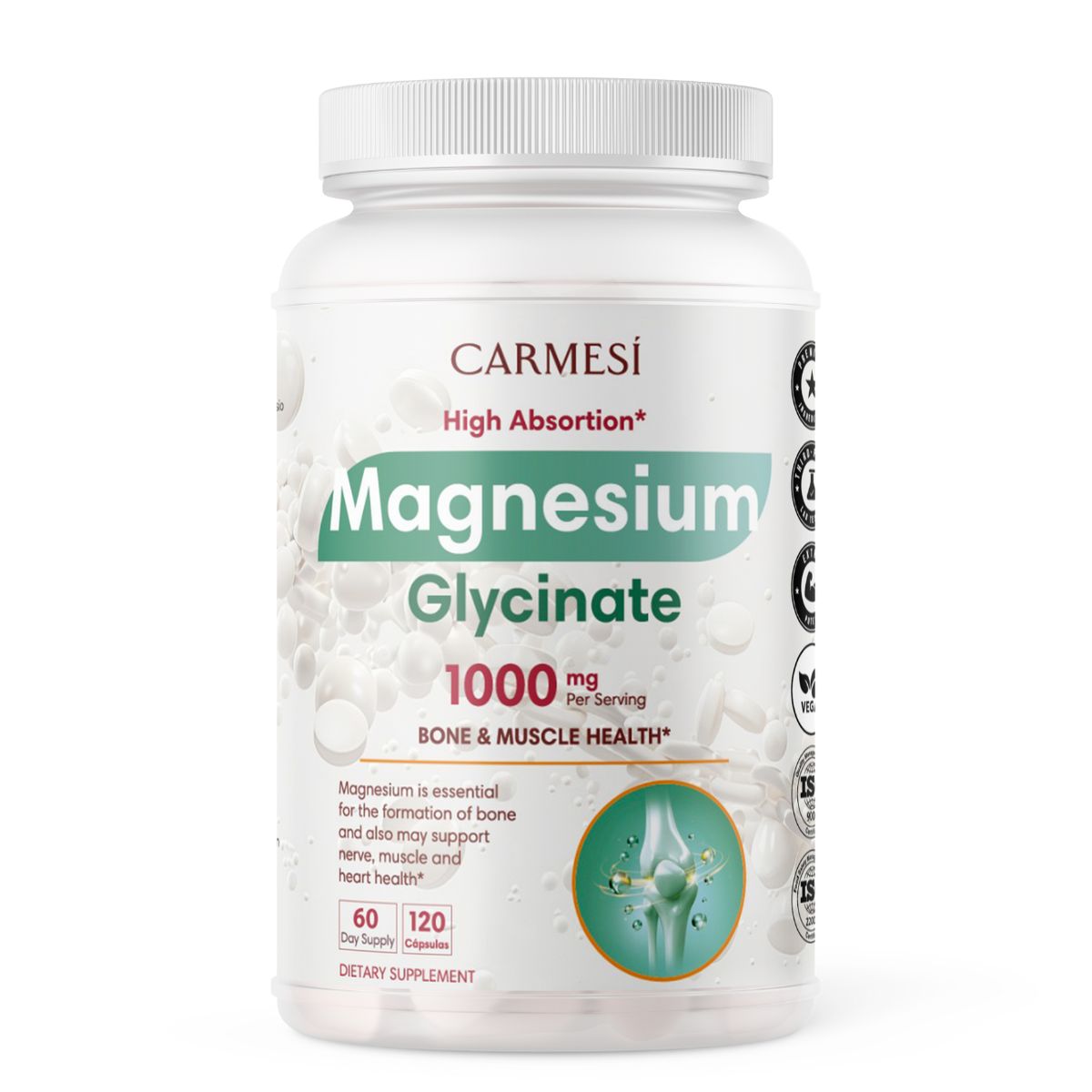 OEM - MAGNESIUM GLYCINATE - Alta absorción (1000mg) 120 capsulas