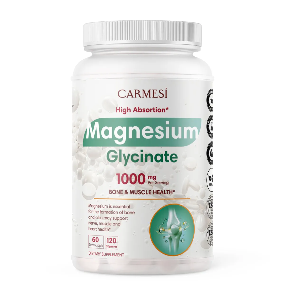 OEM - MAGNESIUM GLYCINATE - Alta absorción (1000mg) 120 capsulas
