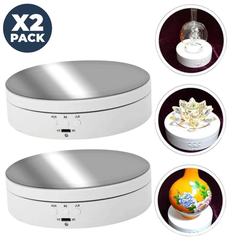 OEM - x2 Soportes Giratorios Eléctricos Exhibición con 3 Velocidades Blanco
