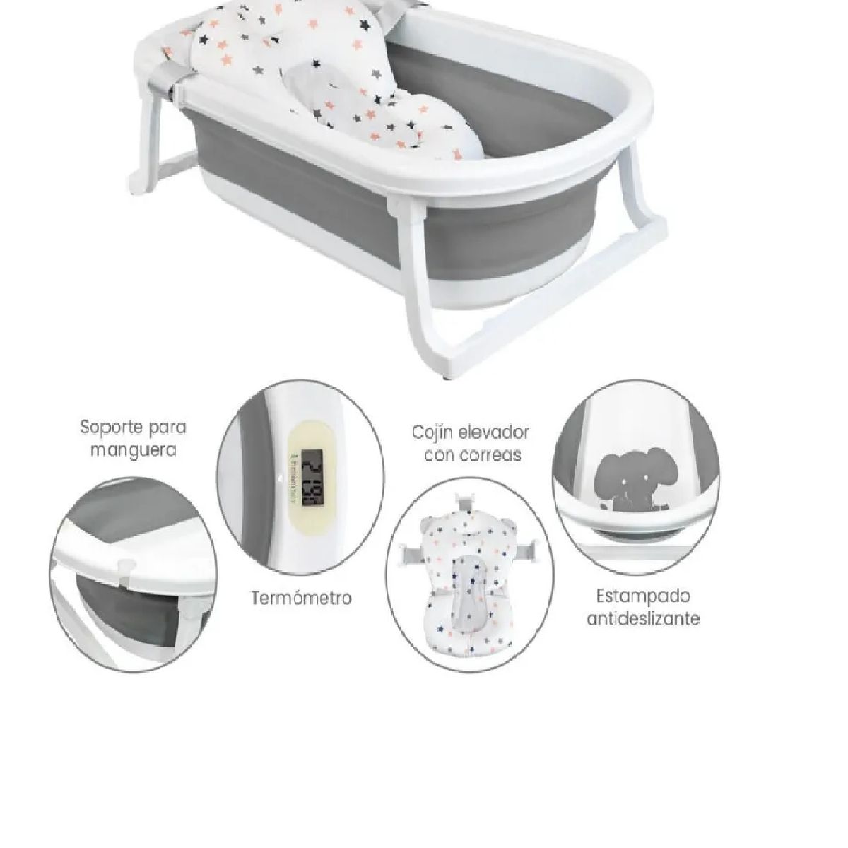 GENERICO - Tina bañera plegable con temperatura mas cojin para Bebe