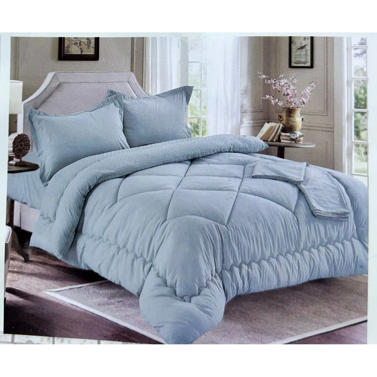 MINGDA - Set edredón 2 pz antiestrés de 5 pz 100% Algodón