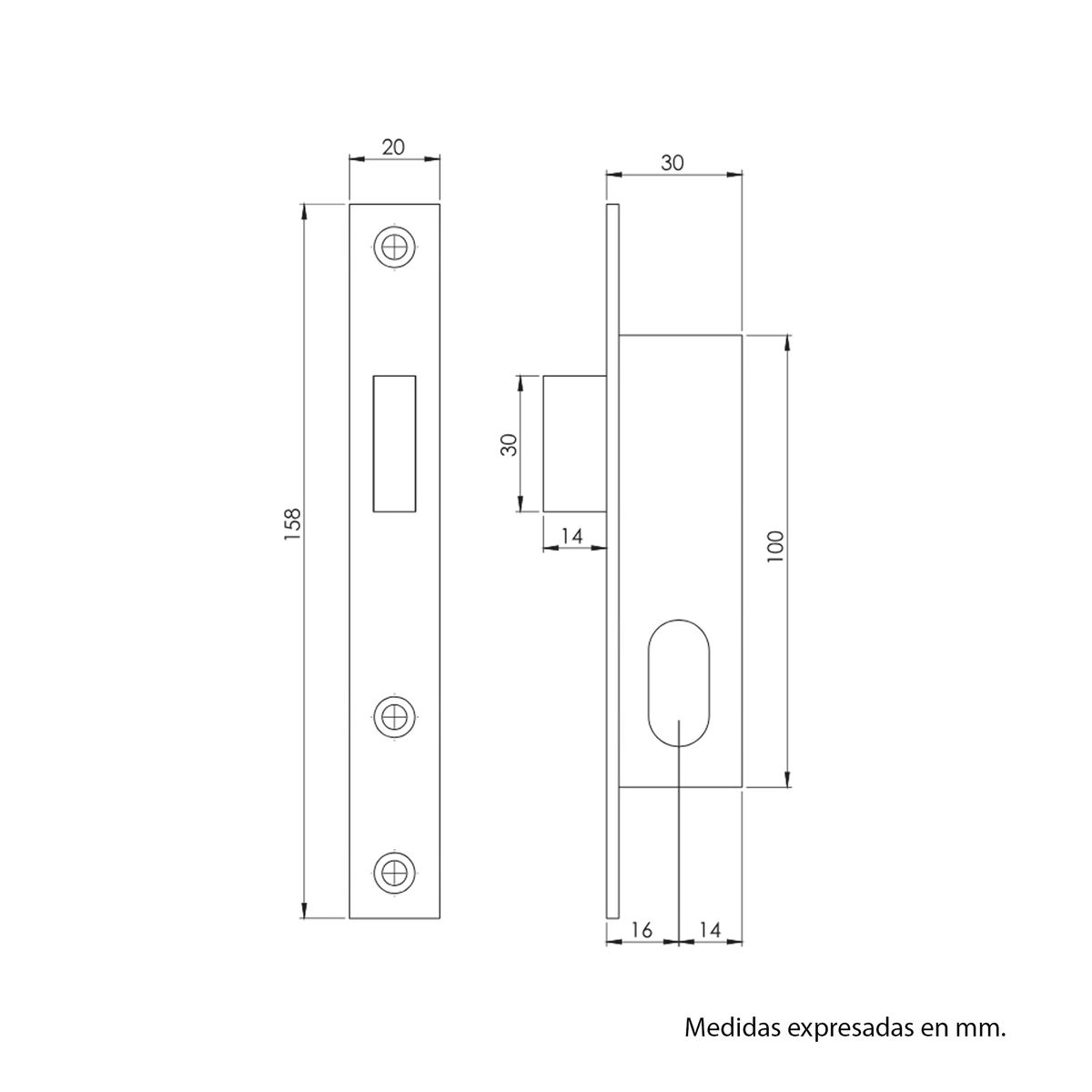 VISALOCK - Cerradura Pico Recto Faenza Acero Niquelado 16 mm Visalock By Cisa