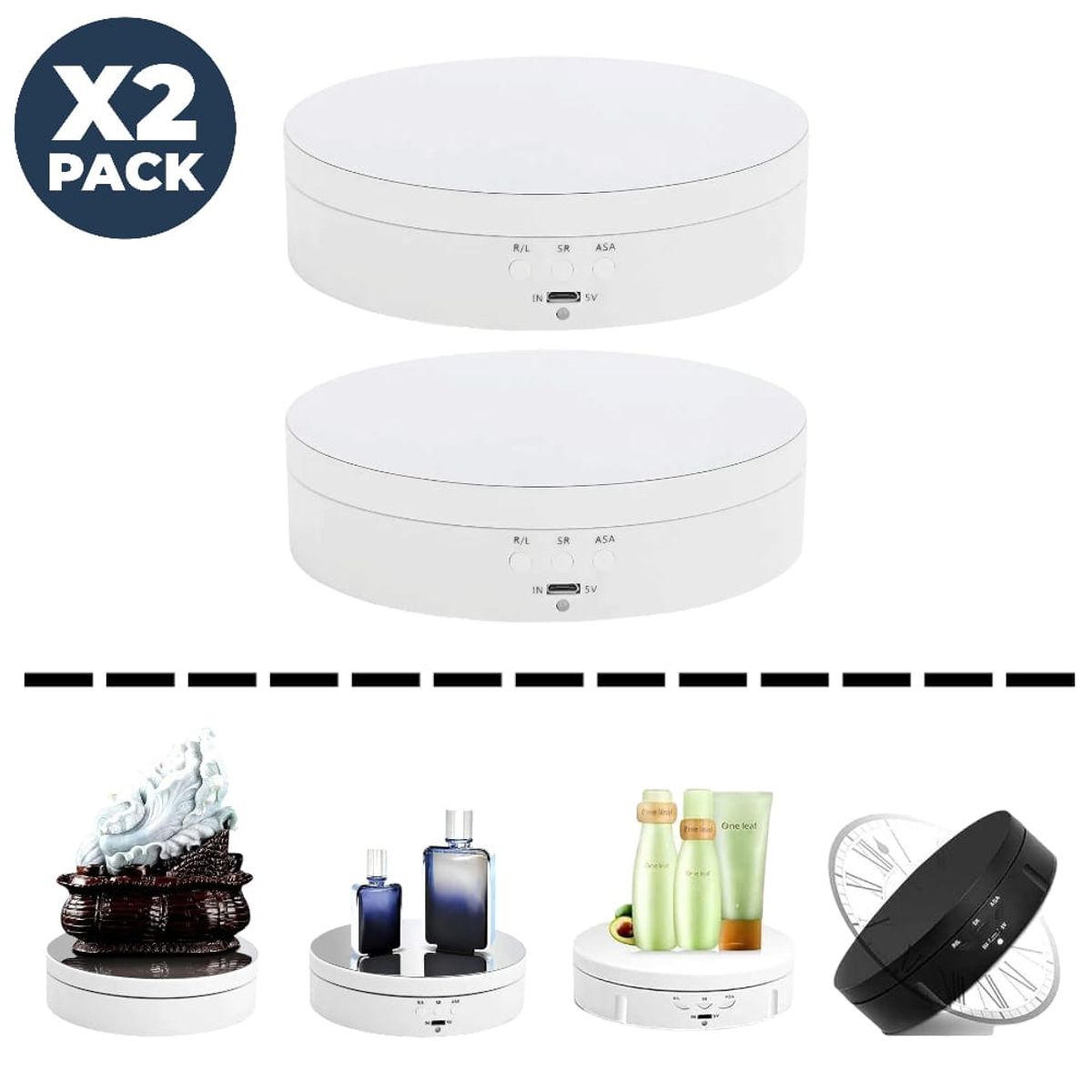 OEM - PACK x2 Base Giratoria Eléctrica 3 Velocidades para Exhibición de Productos