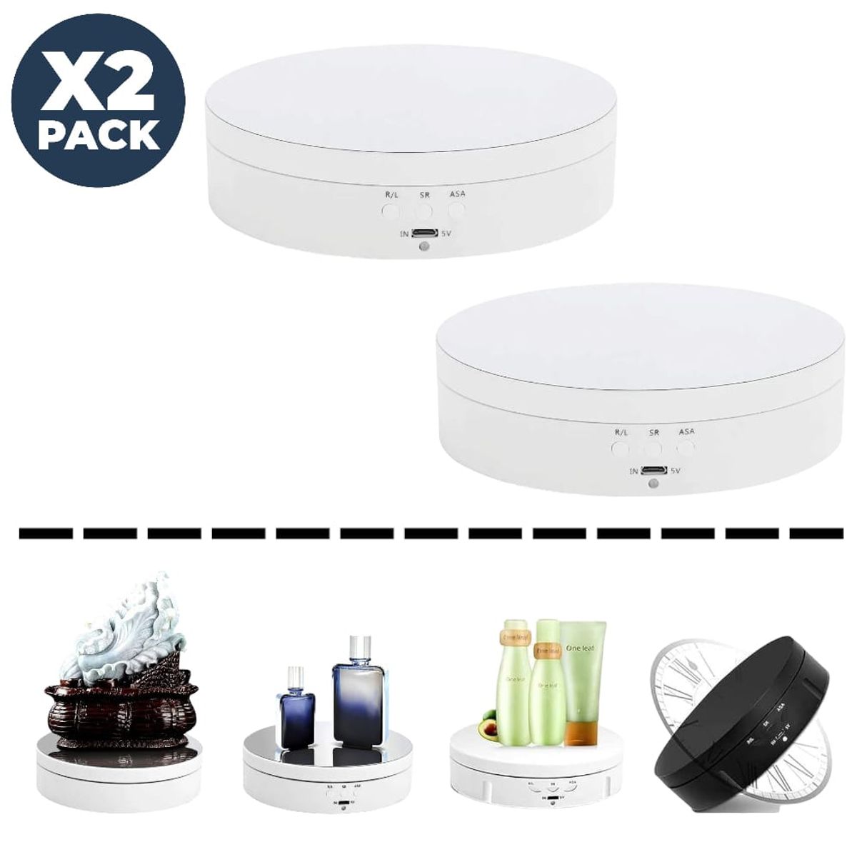 OEM - PACK x2 Base Giratoria Eléctrica 3 Velocidades para Exhibición de Productos