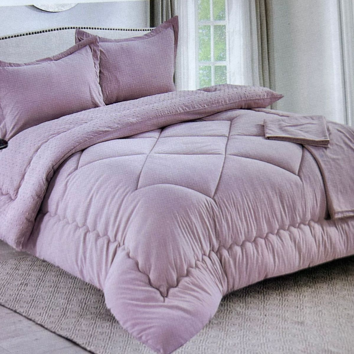 MINGDA - Set edredón Queen antiestrés de 5 pz 100% Algodón