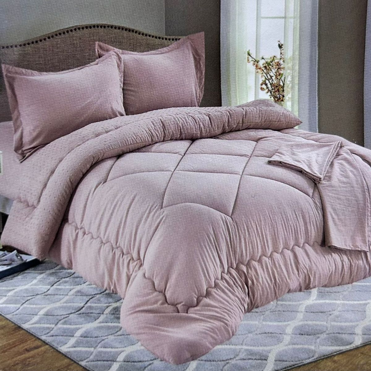 MINGDA - Set edredón Queen antiestrés de 5 pz 100% Algodón