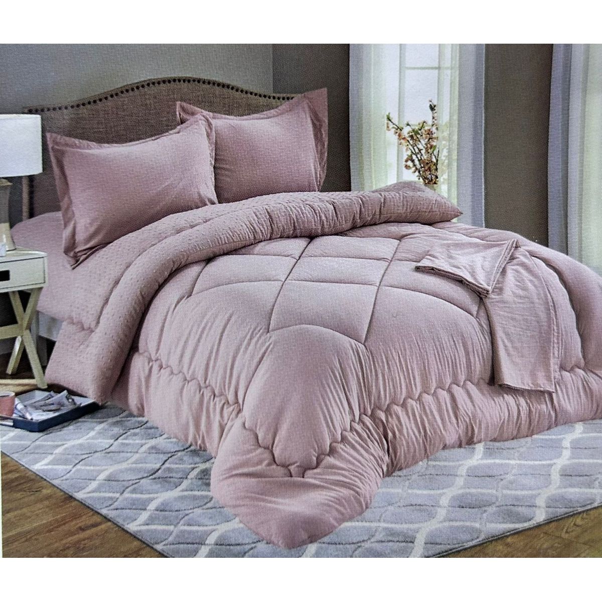 MINGDA - Set edredón Queen antiestrés de 5 pz 100% Algodón