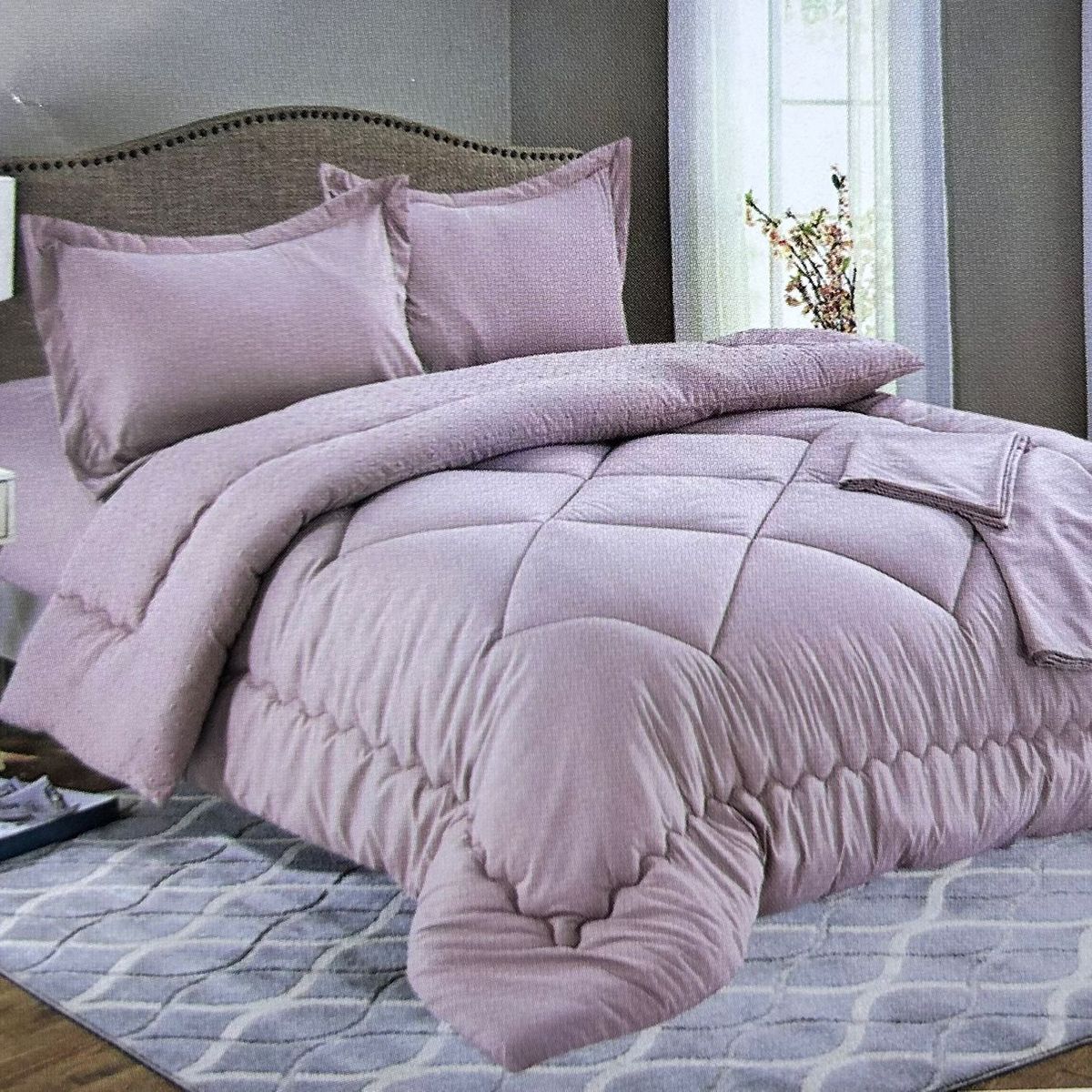 MINGDA - Set edredón Queen antiestrés de 5 pz 100% Algodón