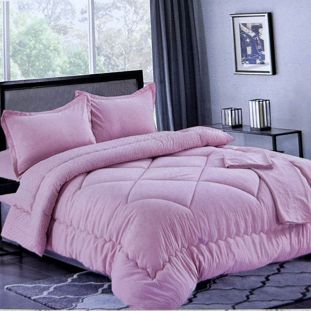 MINGDA - Set edredón Queen antiestrés de 5 pz 100% Algodón