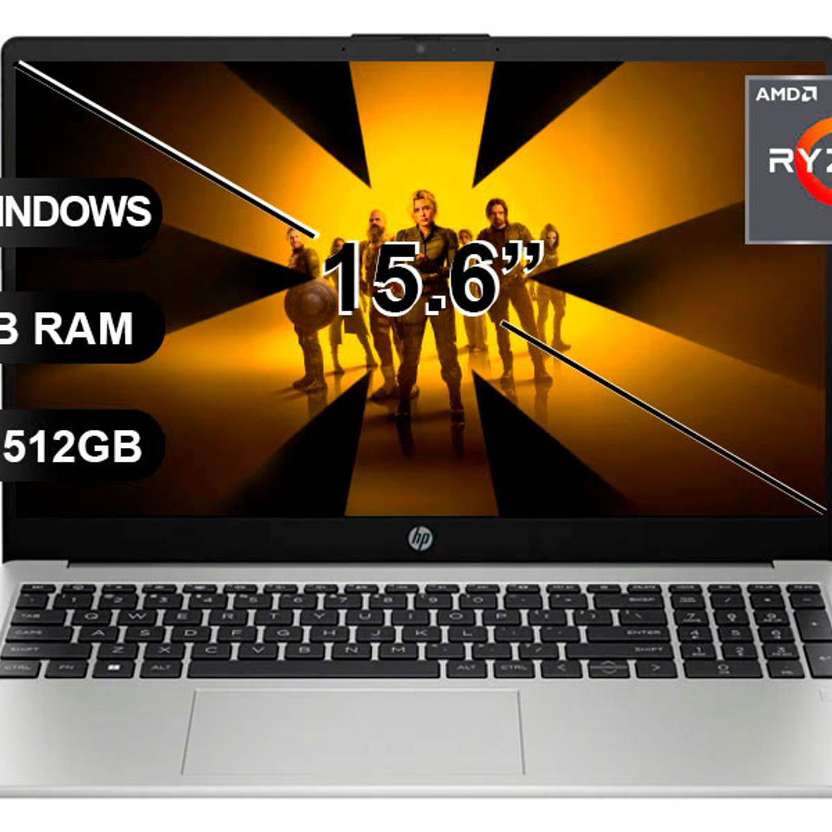 HP - Laptop HP 250 G10, Ryzen7-7730U, 16GB RAM, 512GB SSD, 15.6, SIN WINDOWS (B03E1LT)