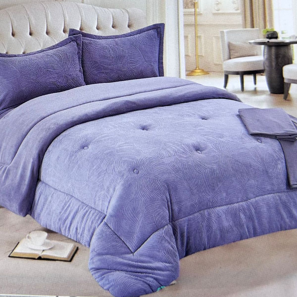 MINGDA - Set de Edredón 2 pz  piel de ángel con piel 5 piezas 100% Algodón