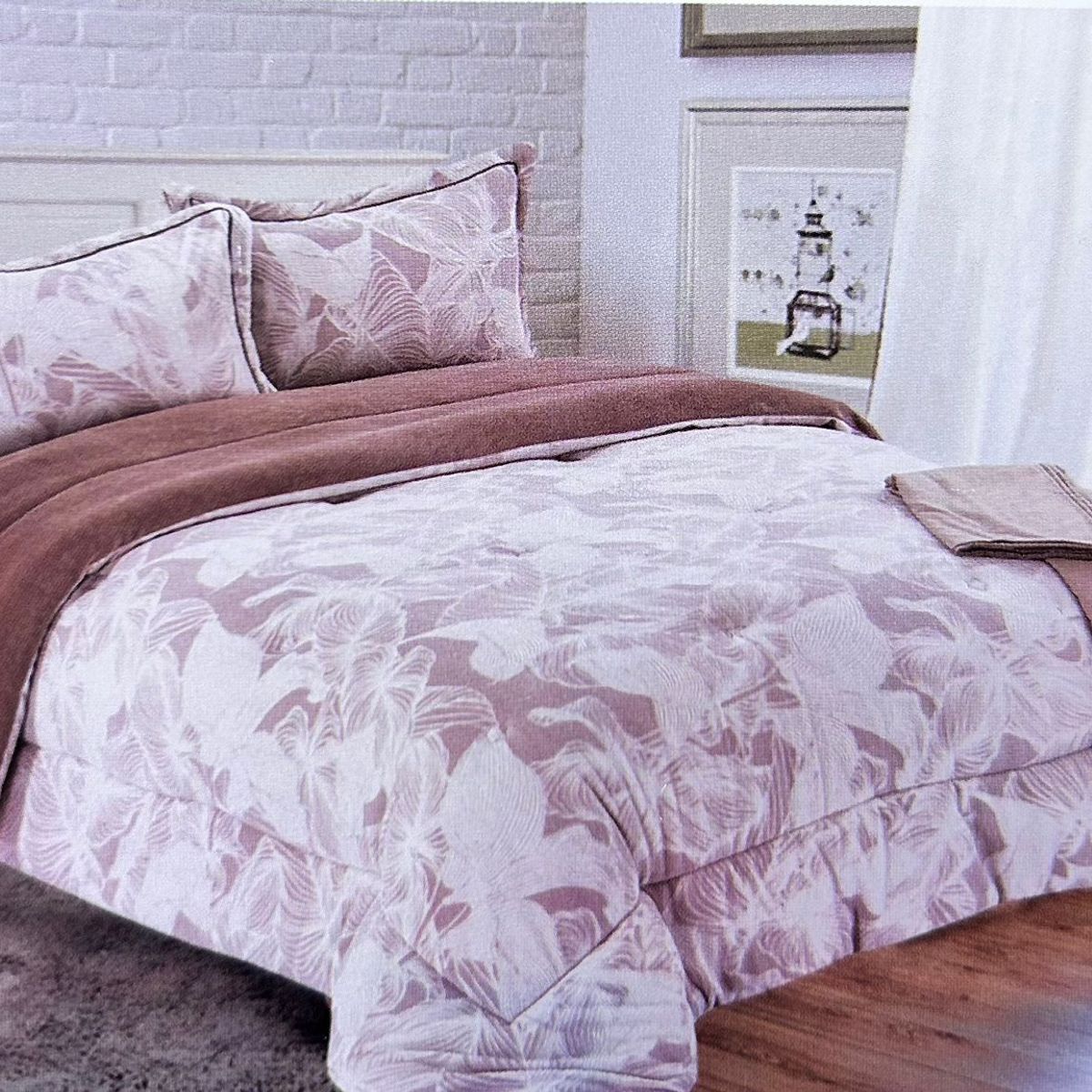 MINGDA - Set de Edredón 2 pz  piel de ángel con piel 5 piezas 100% Algodón