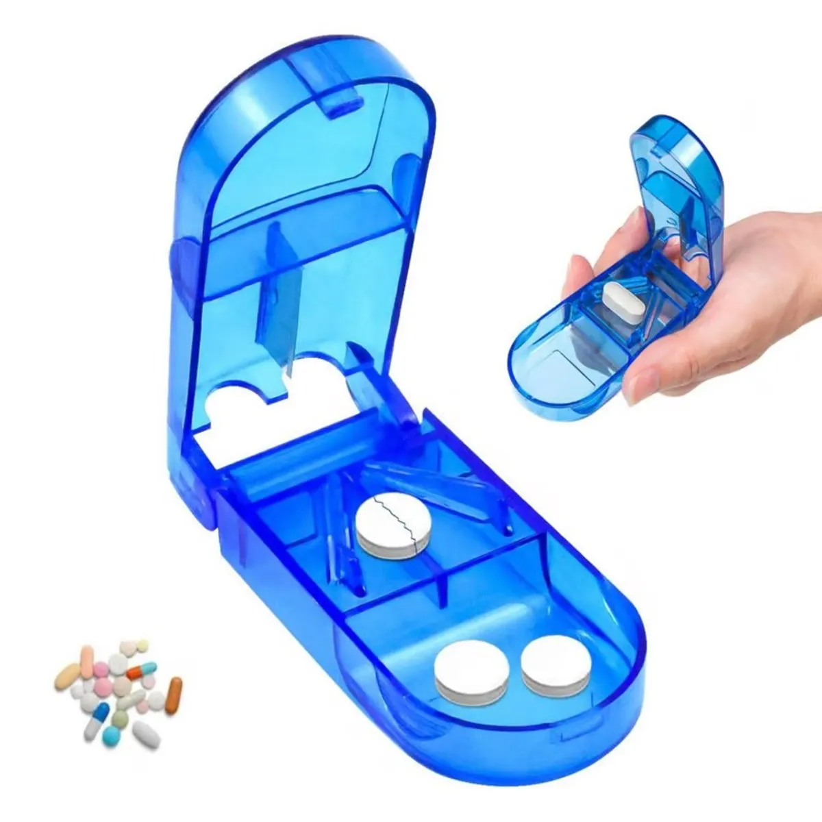 GENERICO - Cortador De Pastillas Portátil Pastillero 2 en 1