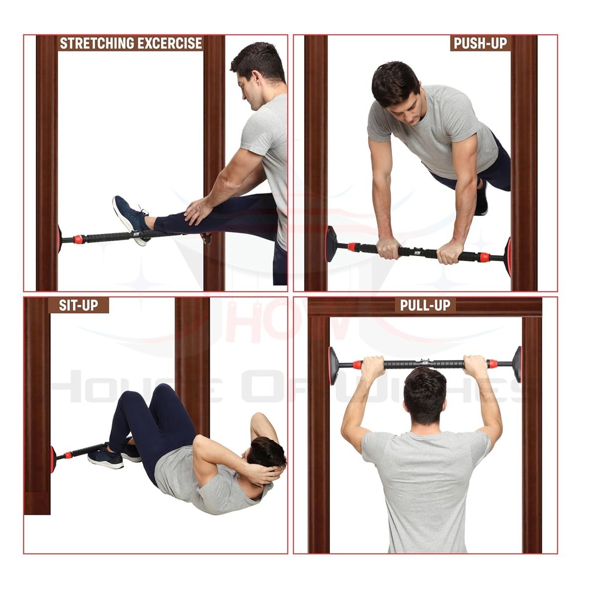 GENERICO - Barra Dominadas Expandible 75 a 95 Cm Pull Up Marco Puerta