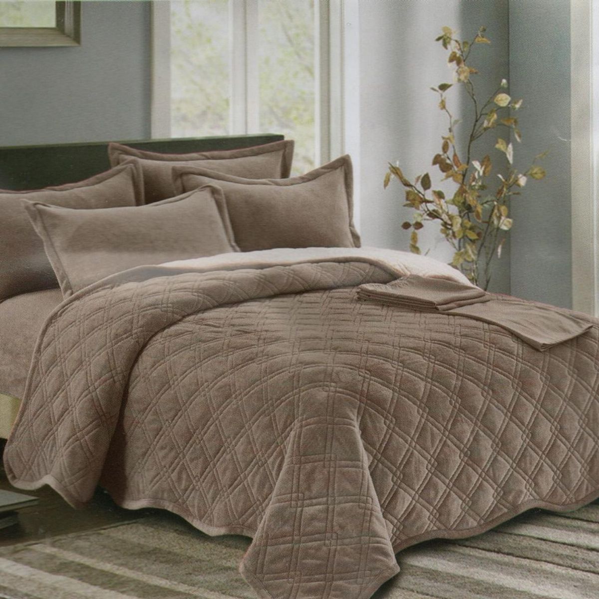 MINGDA - Set de cubrecama 2 pz carnero con piel de ángel 5 piezas 100% Algodón