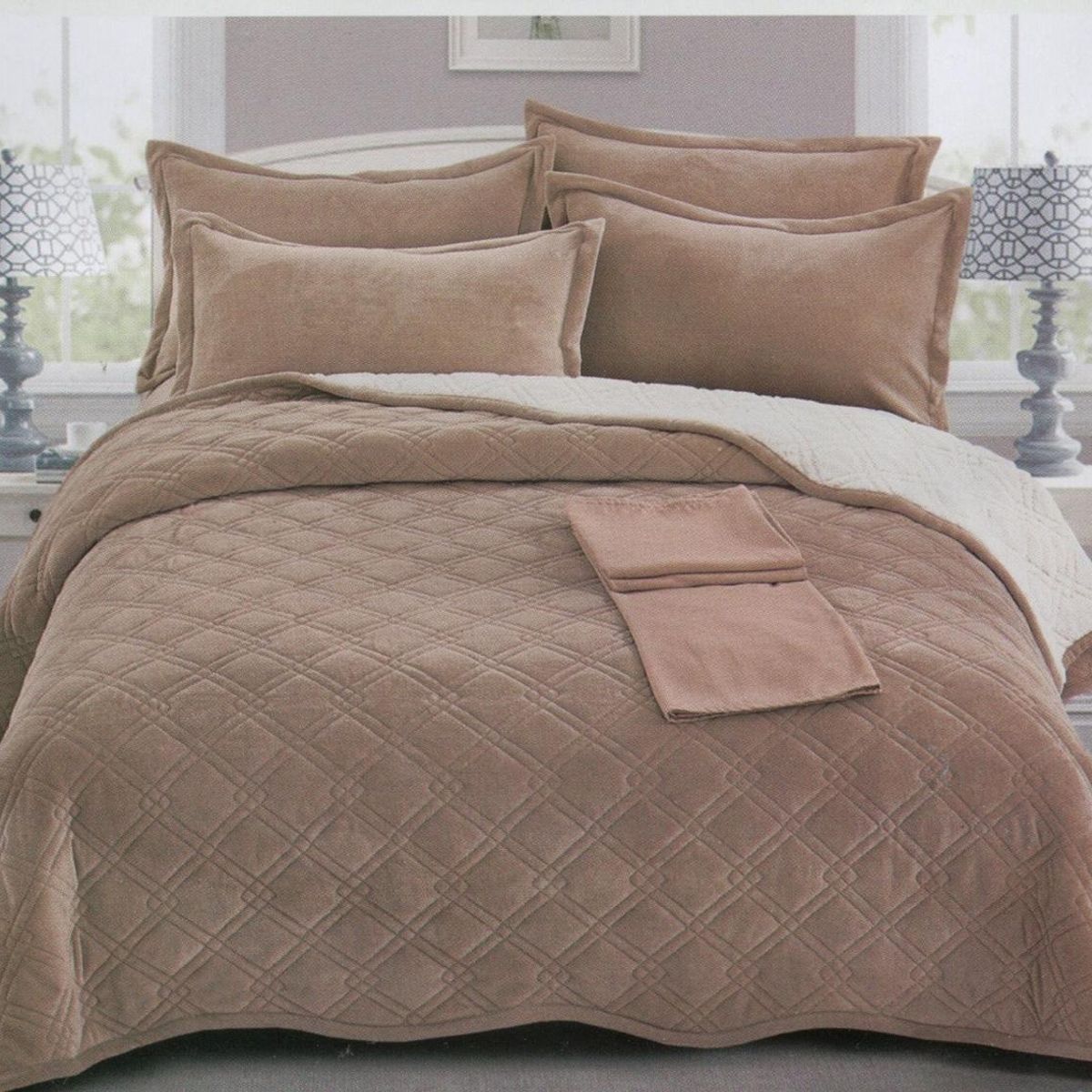 MINGDA - Set de cubrecama 2 pz carnero con piel de ángel 5 piezas 100% Algodón