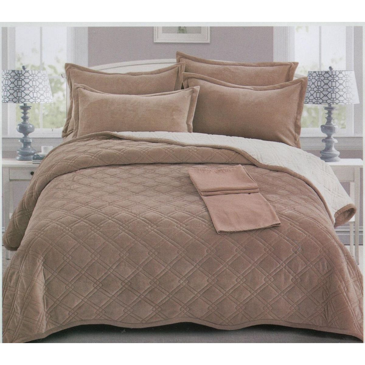 MINGDA - Set de cubrecama 2 pz carnero con piel de ángel 5 piezas 100% Algodón