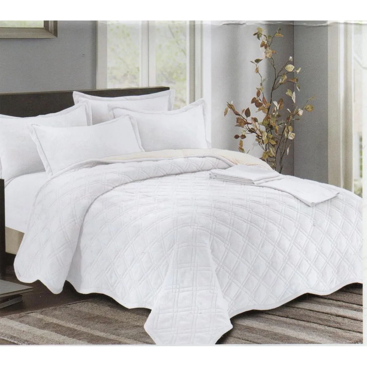 MINGDA - Set de cubrecama 2 pz carnero con piel de ángel 5 piezas 100% Algodón