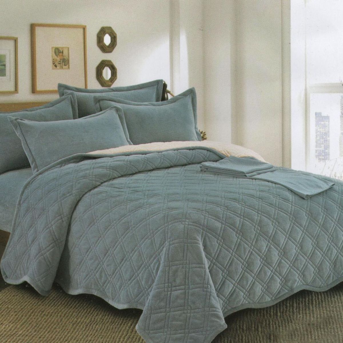 MINGDA - Set de cubrecama 2 pz carnero con piel de ángel 5 piezas 100% Algodón