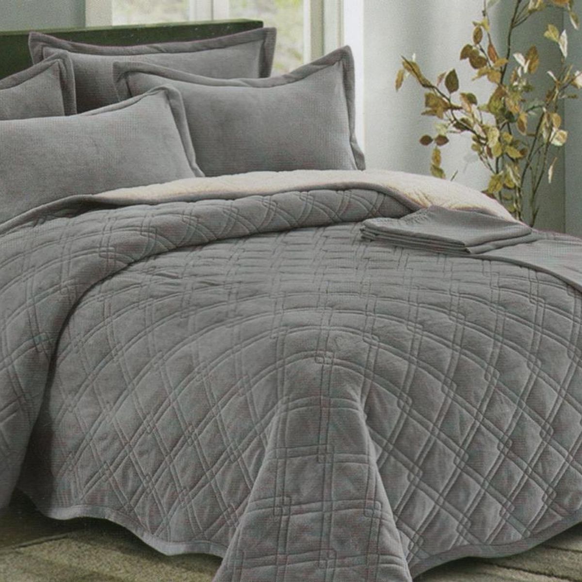 MINGDA - Set de cubrecama 2 pz carnero con piel de ángel 5 piezas 100% Algodón