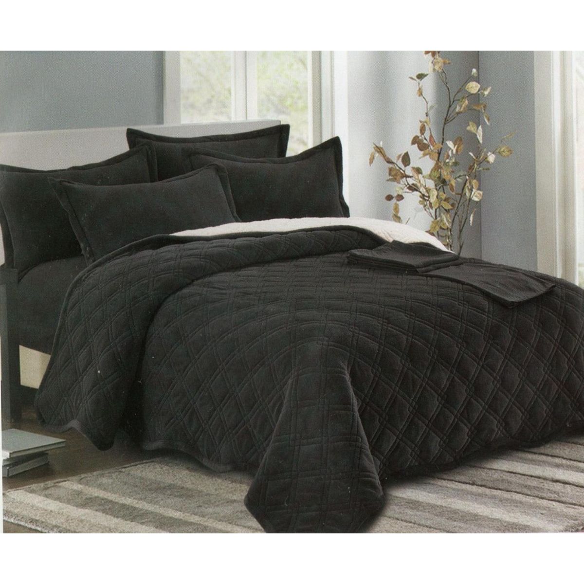 MINGDA - Set de cubrecama 2 pz carnero con piel de ángel 5 piezas 100% Algodón