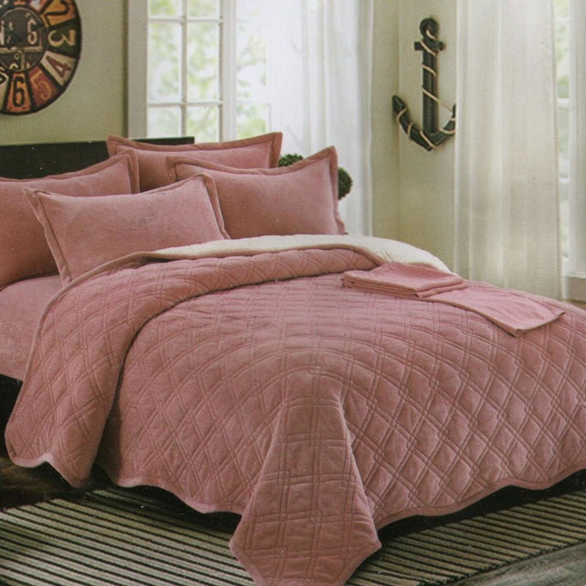 MINGDA - Set de cubrecama 2 pz carnero con piel de ángel 5 piezas 100% Algodón