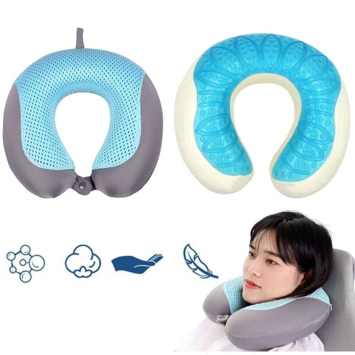 OEM - Almohada U Viscoelástica Portátil para Cuello Ideal para Viajar