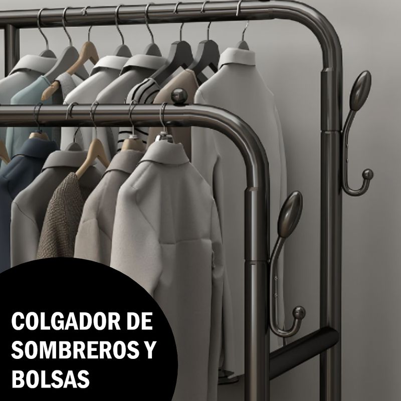 GENERICO - Organizador Colgador de Ropa Armable color negro - 40 Kg