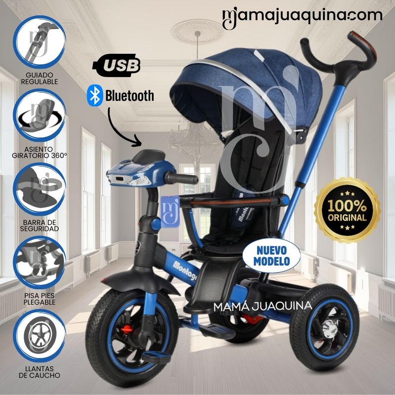 BABY - Triciclo Guiador Musical 3 en1 «BUMER» Blue