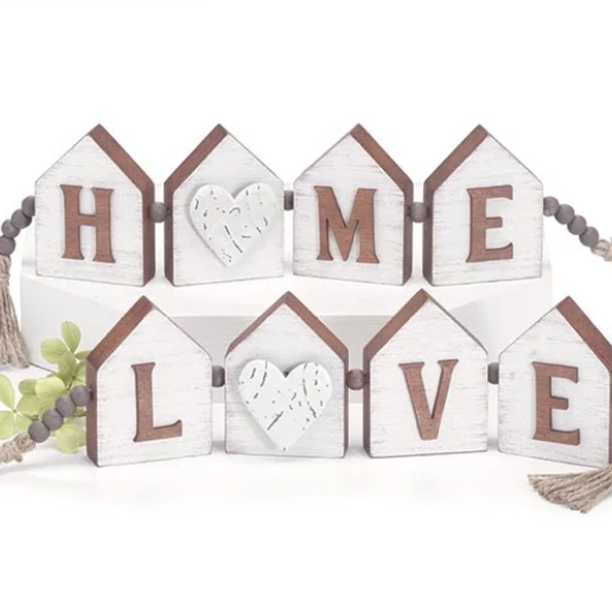 BOSQUE INVERNAL DECORACION ECO ALTERNATIVA - Dúo casitas guirnalda beads dos piezas