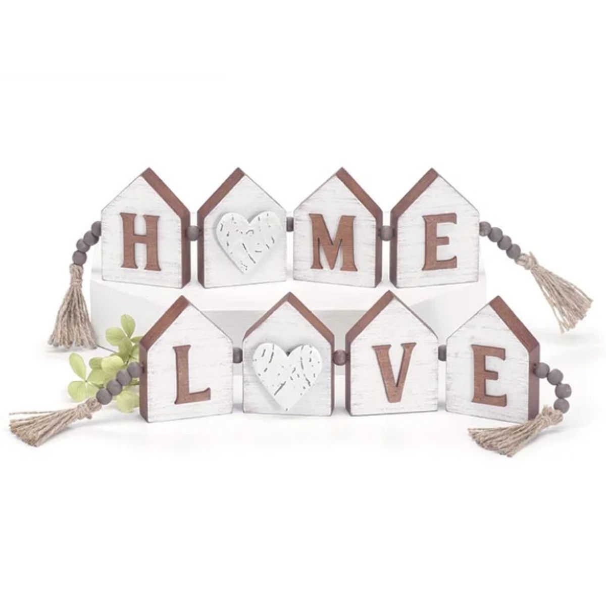 BOSQUE INVERNAL DECORACION ECO ALTERNATIVA - Dúo casitas guirnalda beads dos piezas