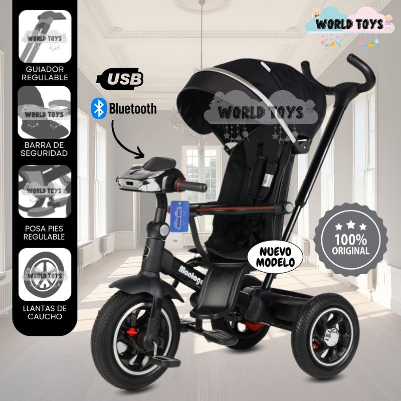 BABY - Triciclo Guiador Musical 3 en1 «BUMER» Black