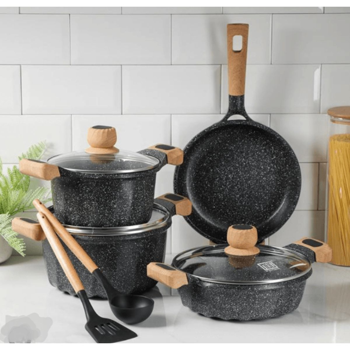 GENERICO - Juego De Ollas Roca Volcanica 12 Piezas Valeska