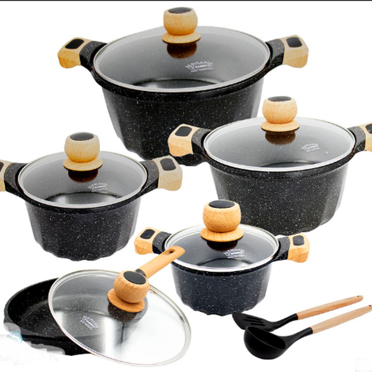 GENERICO - Juego De Ollas Roca Volcanica 12 Piezas Valeska