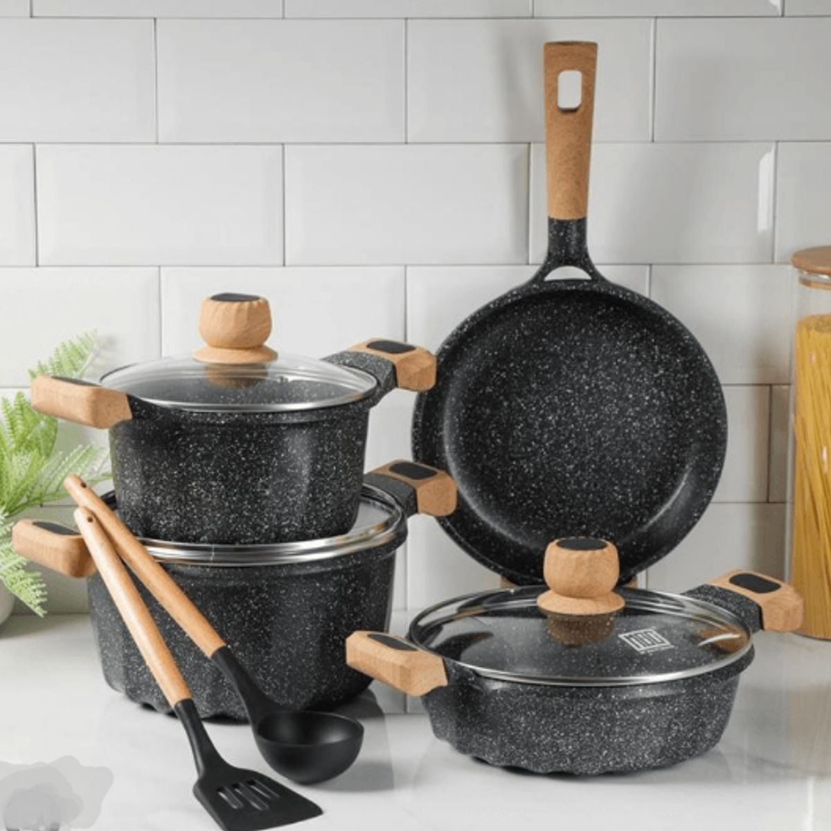 GENERICO - Juego De Ollas Roca Volcanica 12 Piezas Valeska