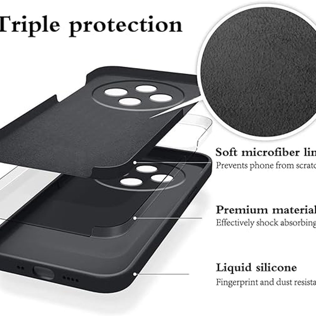 GENERICO - Case Protector para Xiaomi Redmi 14C Silicona Negro