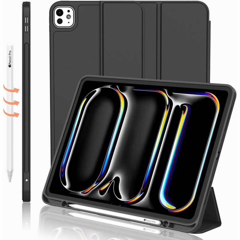 GENERICO - Funda Smart Case Portapencil Para iPad Pro 13" M4 2024 - NEGRO