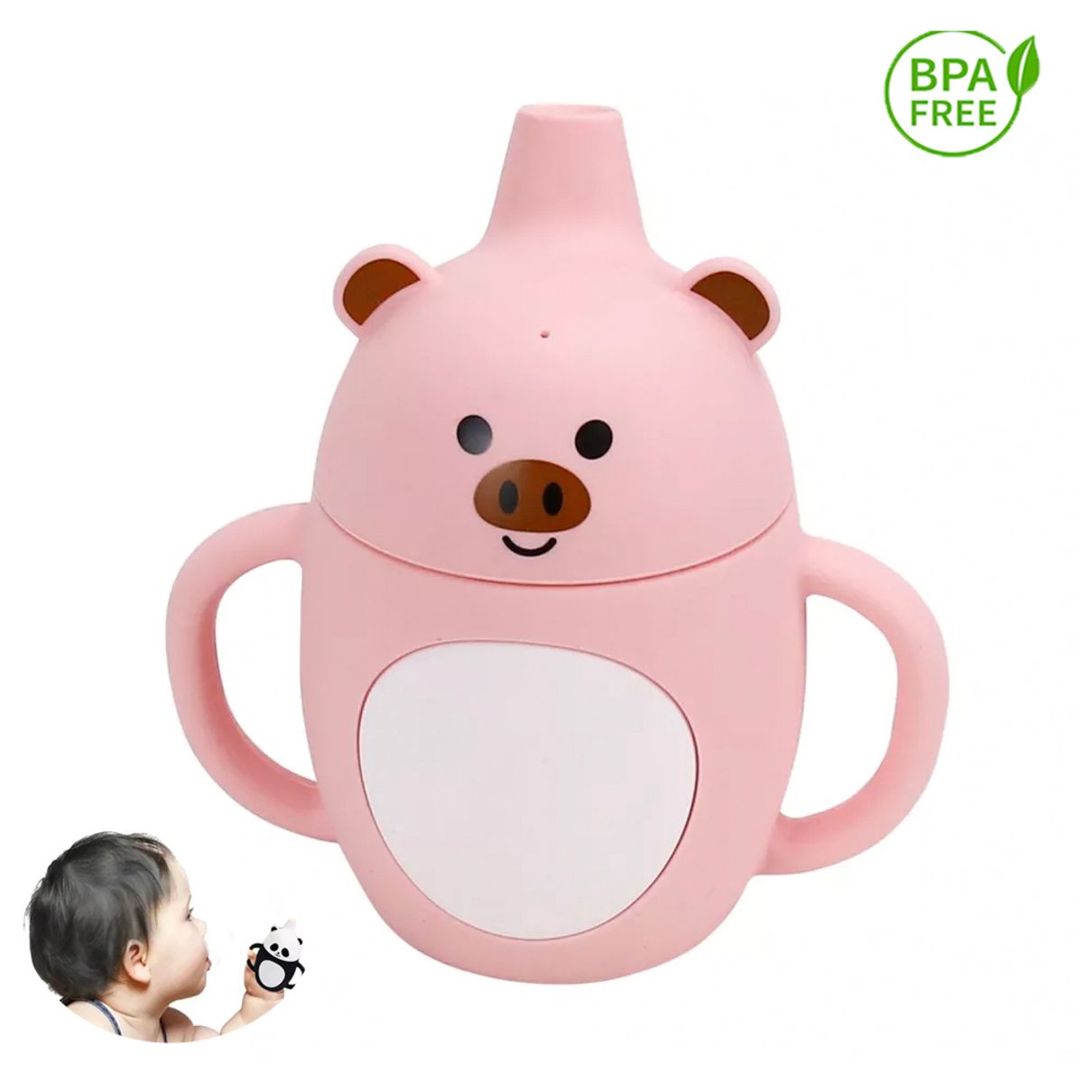 GENERICO - Vaso de Silicona Cerdito rosado 360º anti derrame para bebe