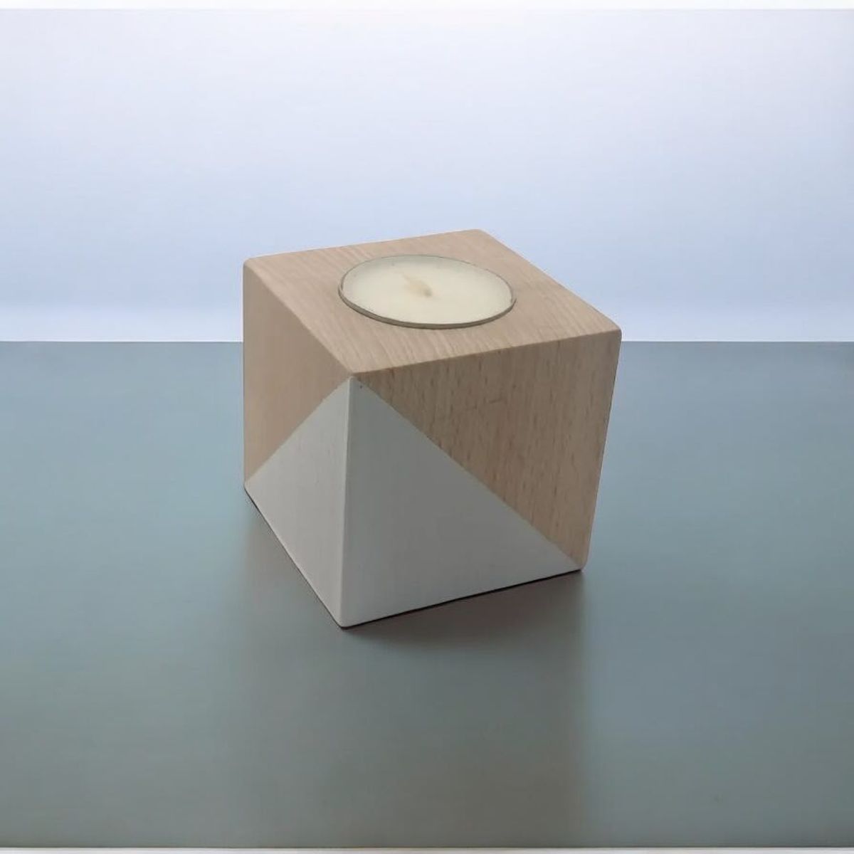 BOSQUE INVERNAL DECORACION ECO ALTERNATIVA - Candelabros en cubos geométricos Japandi juego por cinco piezas