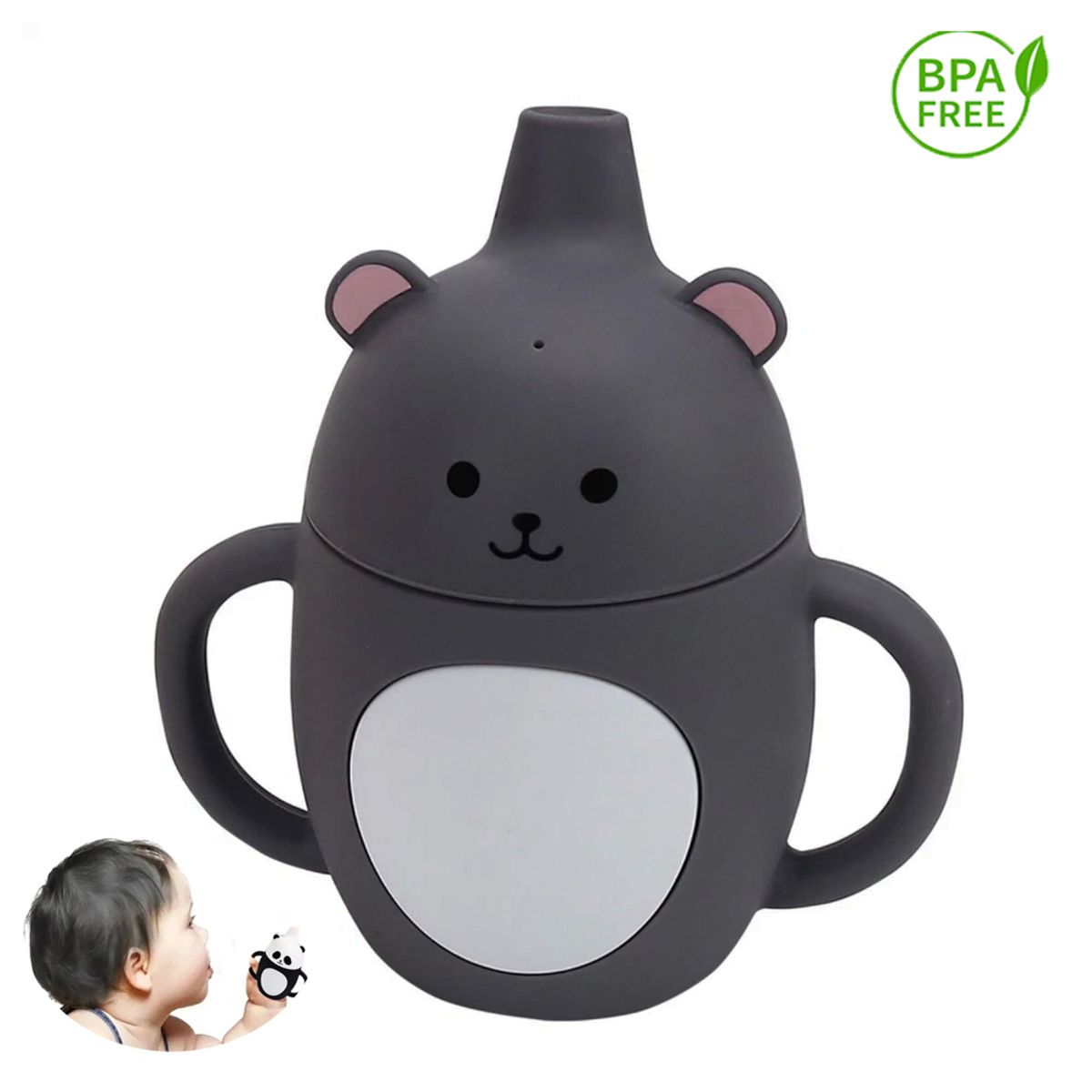 GENERICO - Vaso de Silicona Ratoncito gris 360º anti derrame para bebe