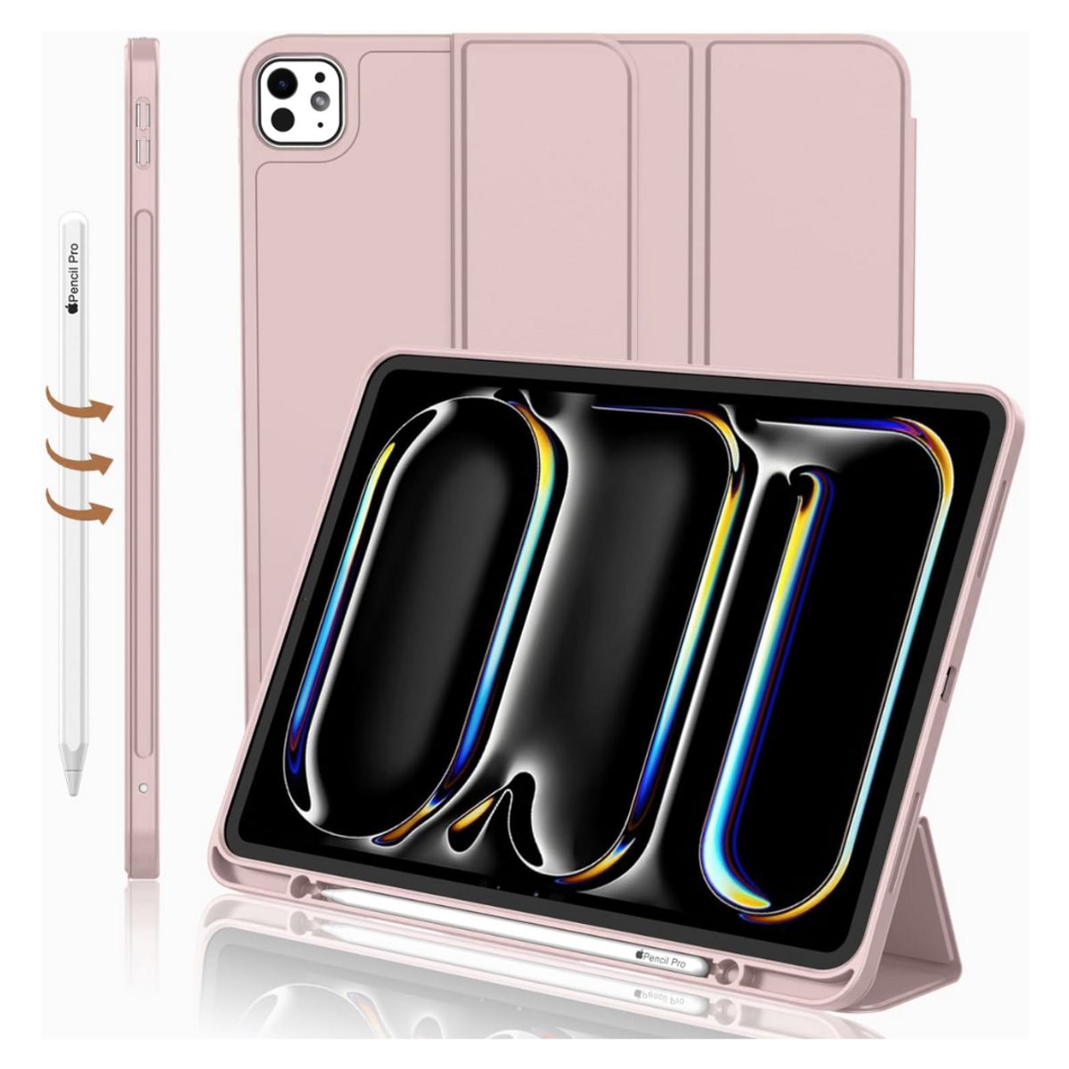 GENERICO - Funda Smart Case Portapencil Para iPad Pro 13" M4 2024 - ROSADO