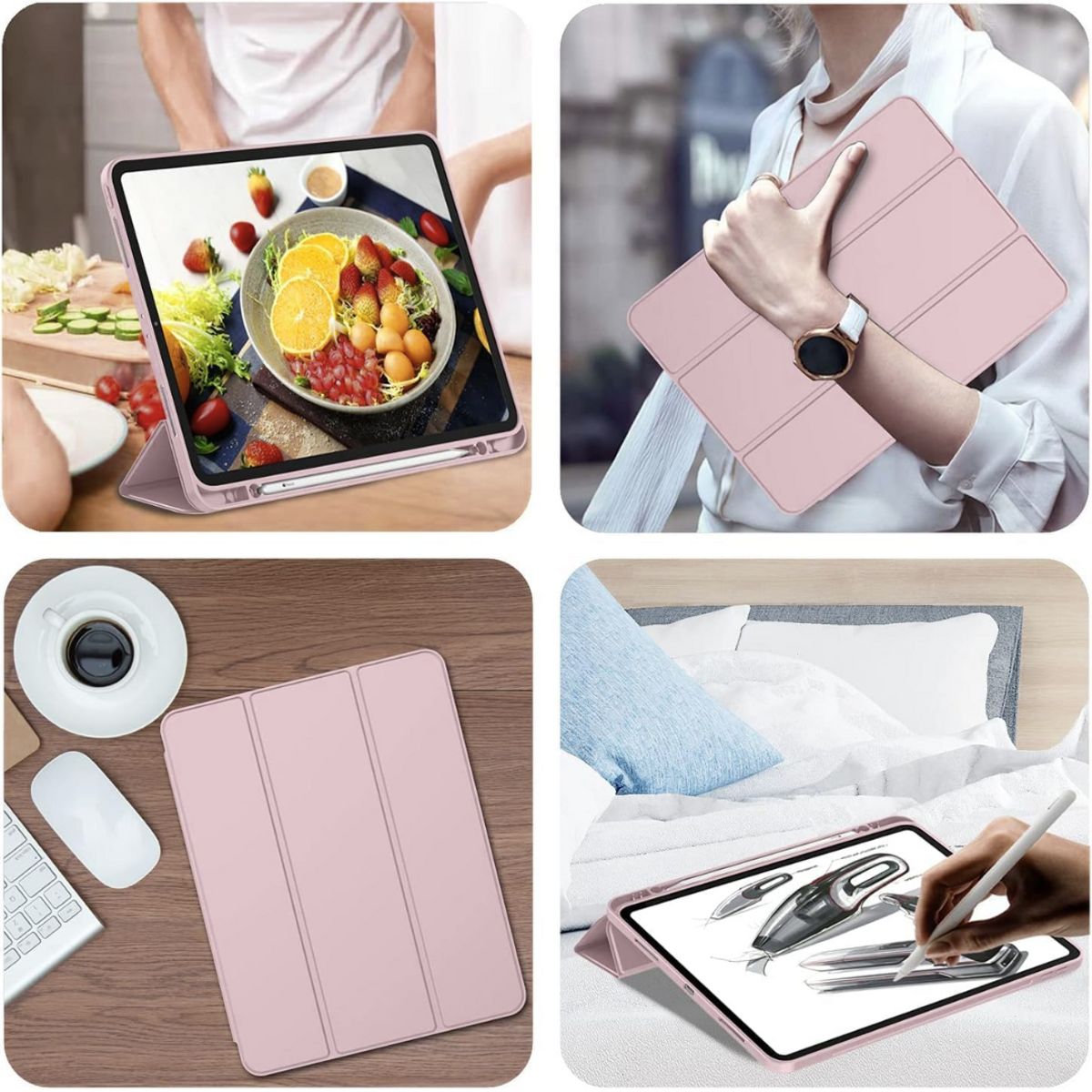 GENERICO - Funda Smart Case Portapencil Para iPad Pro 13" M4 2024 - ROSADO