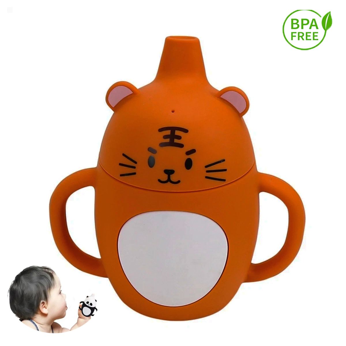 GENERICO - Vaso de Silicona Tigre naranja 360º anti derrame para bebe