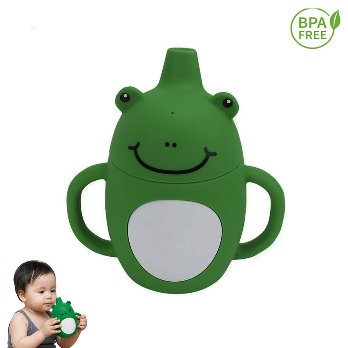 GENERICO - Vaso de Silicona Ranita verde 360º anti derrame para bebe